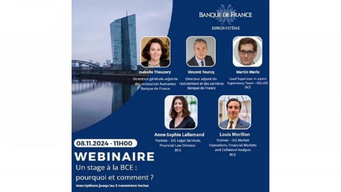 Webinaire « Un stage à la BCE : pourquoi et comment ? »